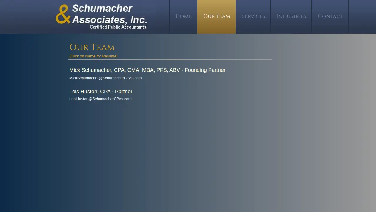 Schumacher & Associates, Inc. page