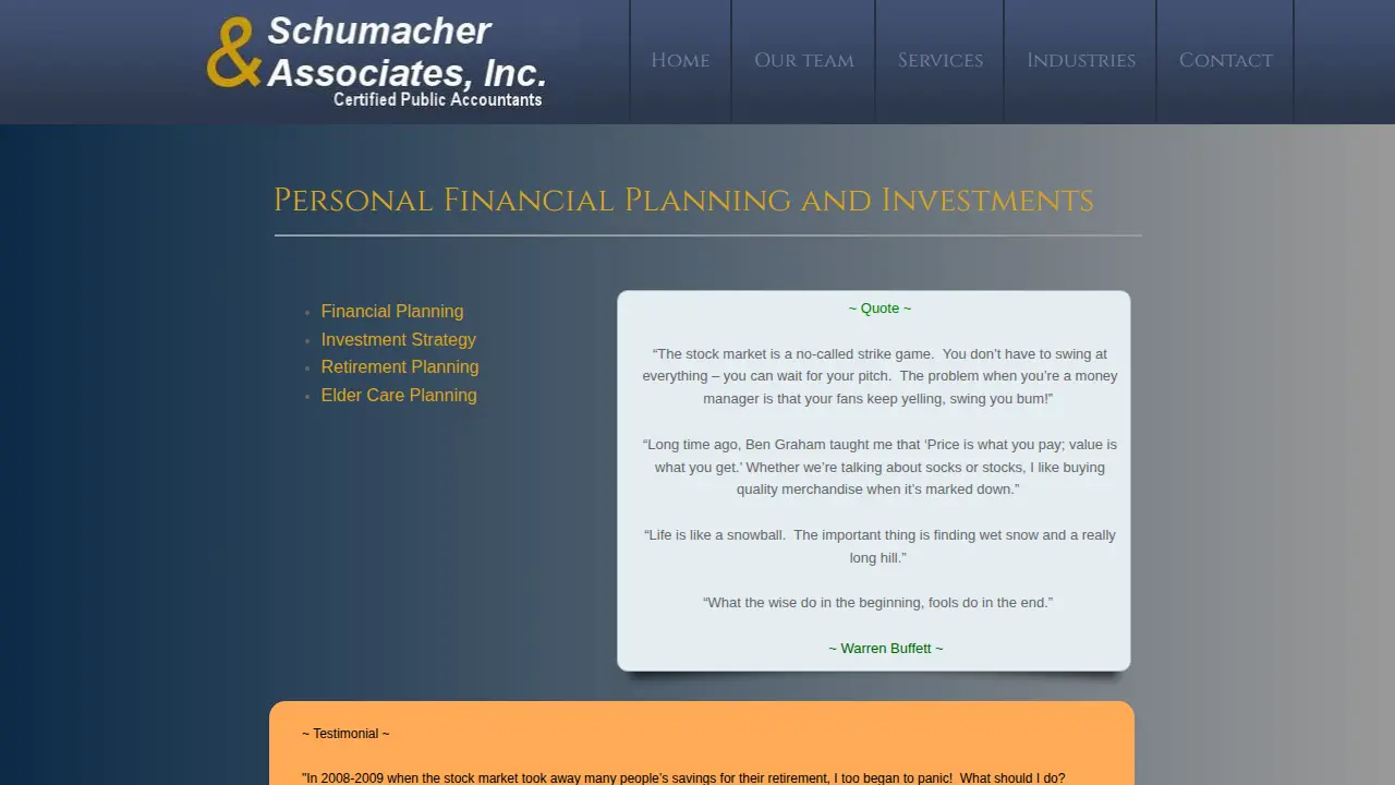 Schumacher & Associates, Inc. page