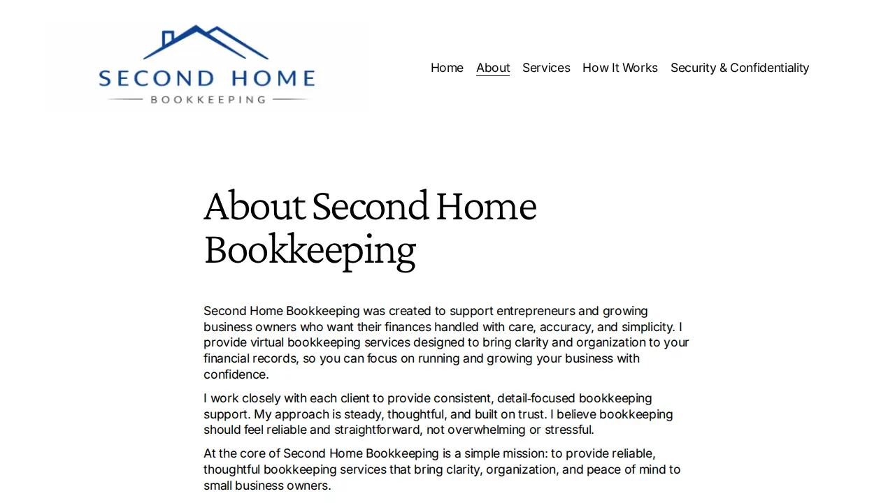 Second Home Bookkeeping page