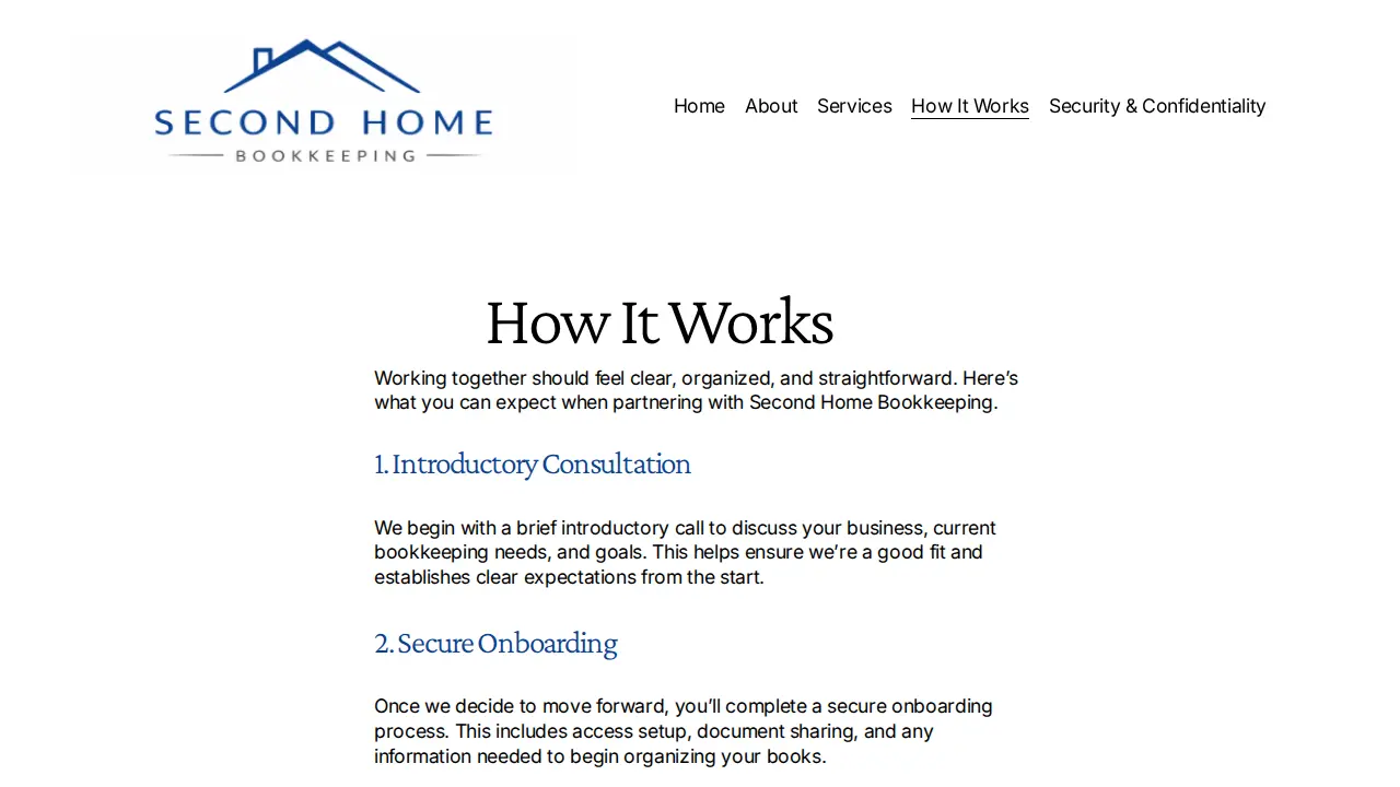 Second Home Bookkeeping page