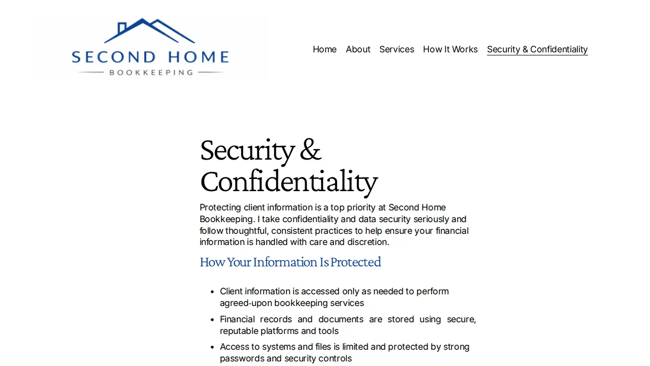 Second Home Bookkeeping page