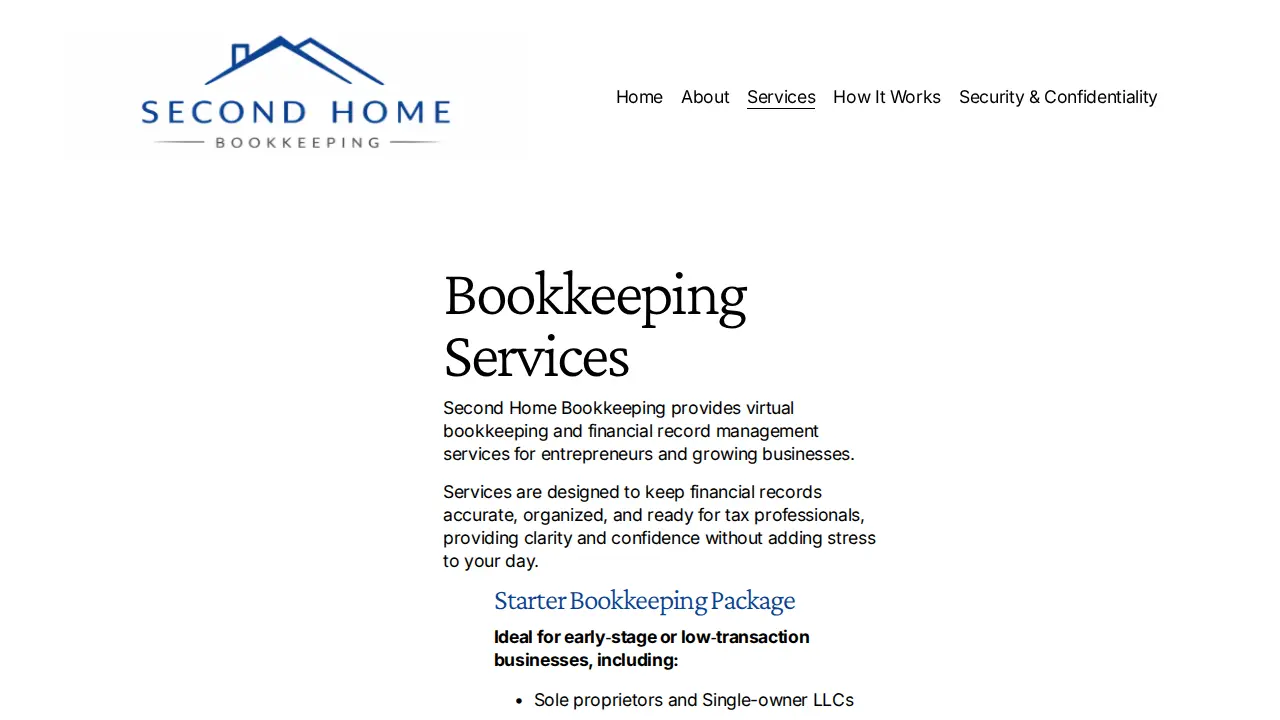 Second Home Bookkeeping page