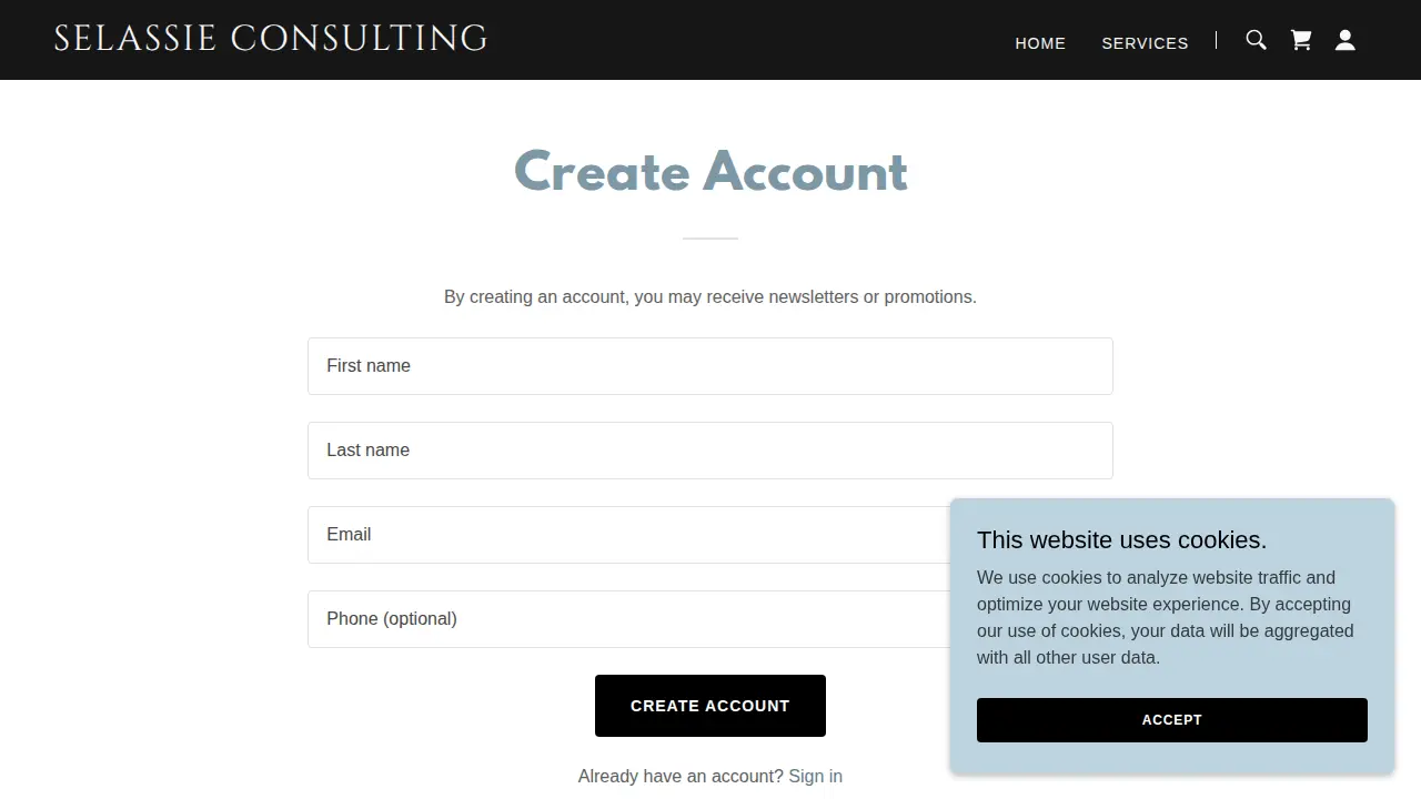 Selassie Consulting Services page