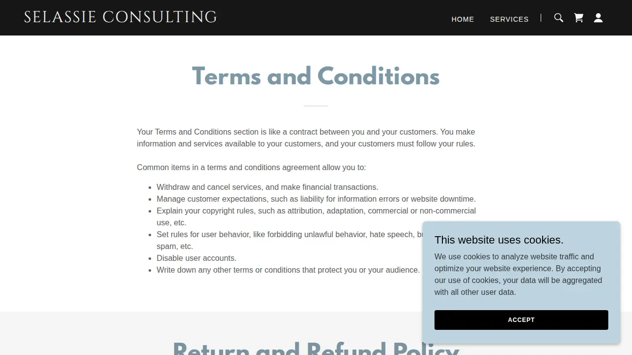 Selassie Consulting Services page