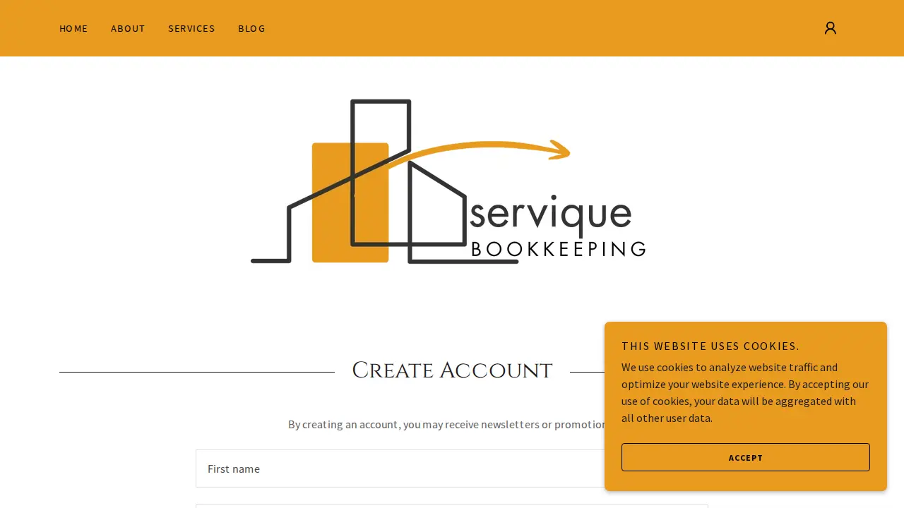 Servique Bookkeeping page