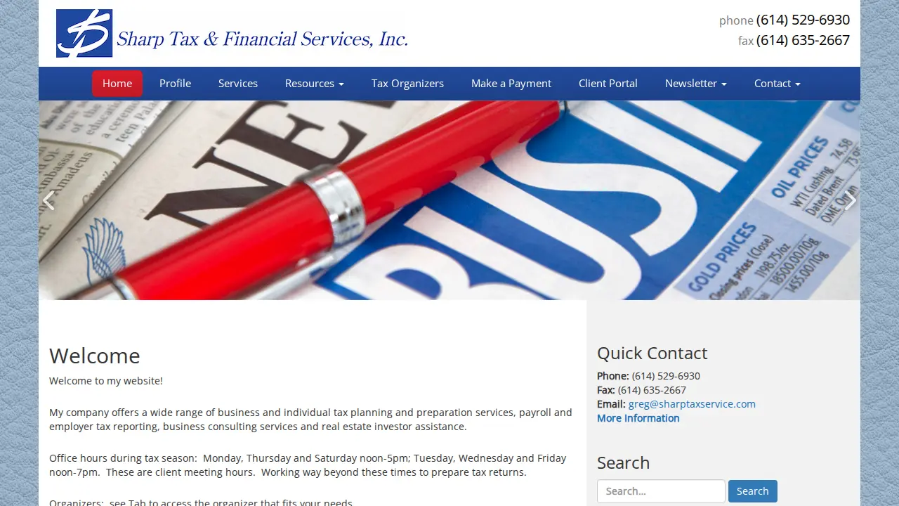 Sharp Tax & Financial Services page