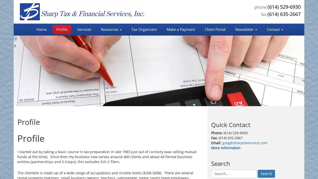 Sharp Tax & Financial Services page