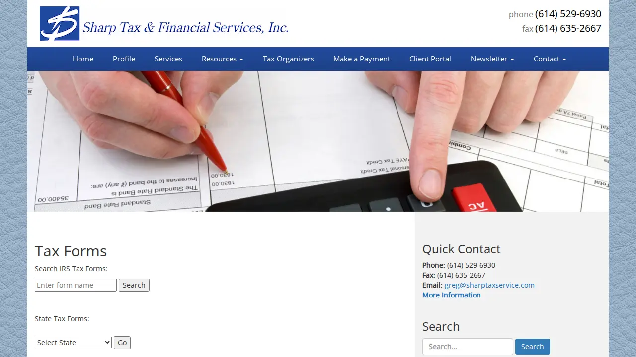 Sharp Tax & Financial Services page