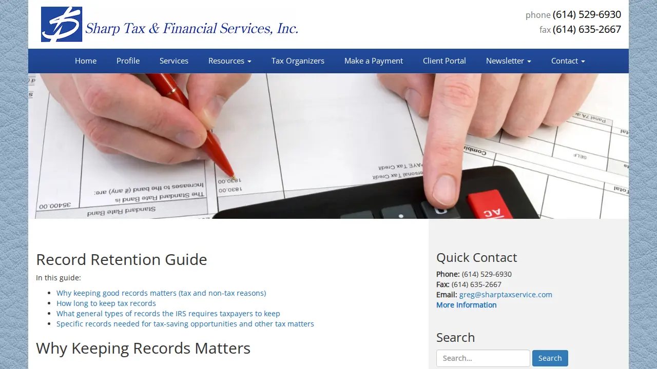 Sharp Tax & Financial Services page