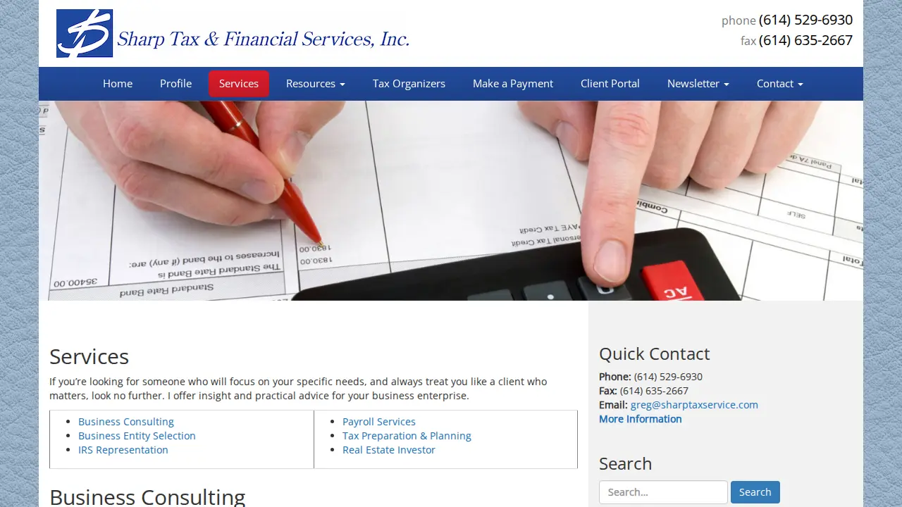 Sharp Tax & Financial Services page