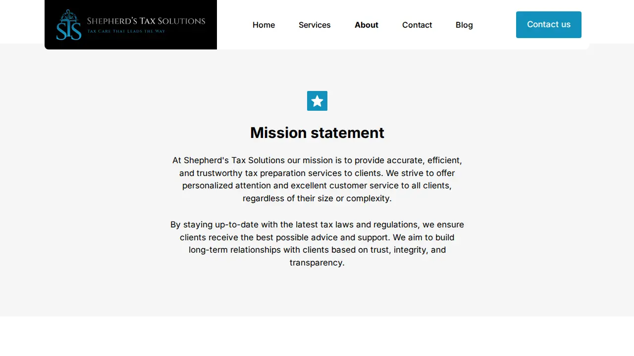 Shepherd's Tax Solutions Inc. page
