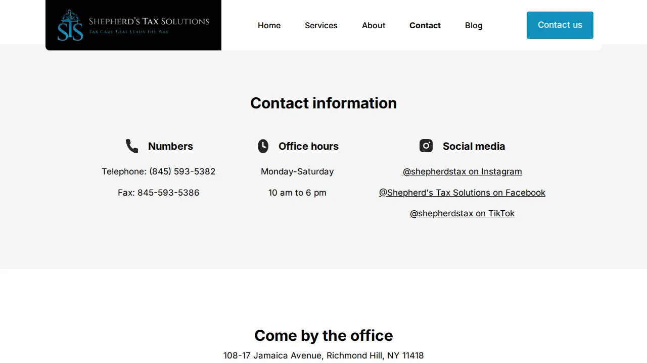 Shepherd's Tax Solutions Inc. page