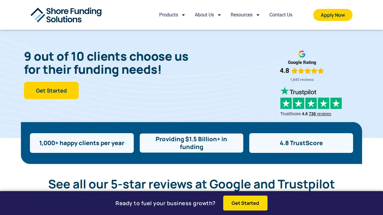 Shore Funding Solutions page