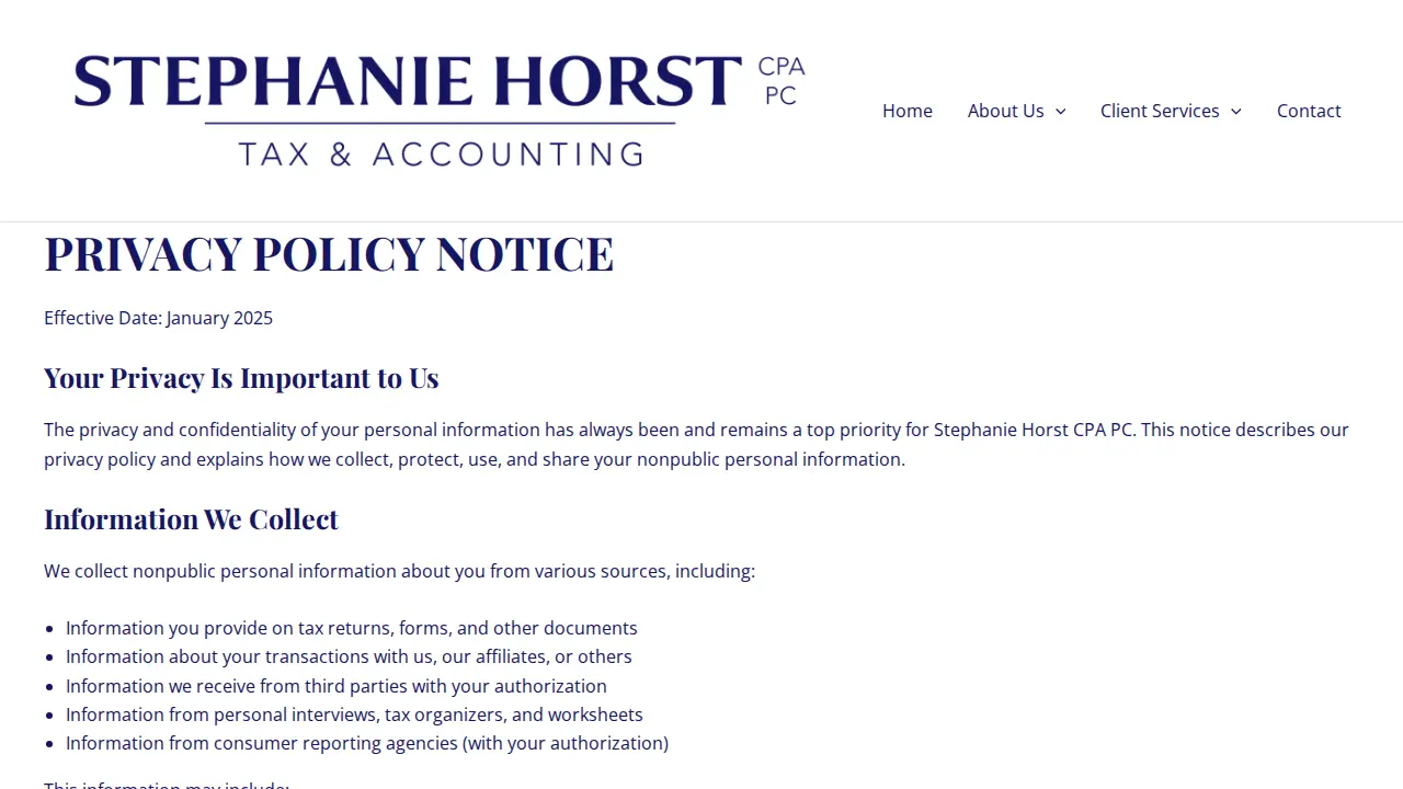 Stephanie Horst CPA, PC page