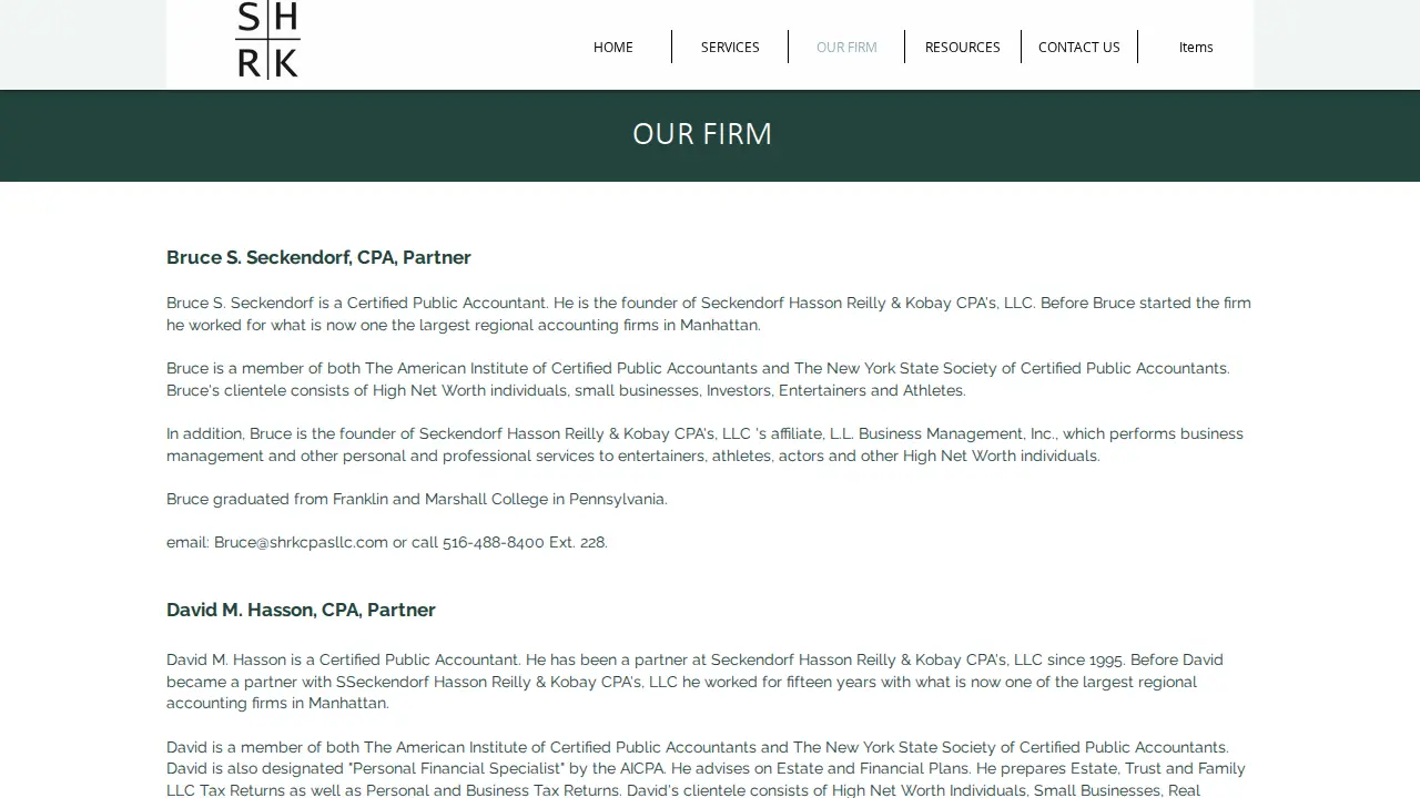 Seckendorf, Hasson and Reilly CPA's, LLC page