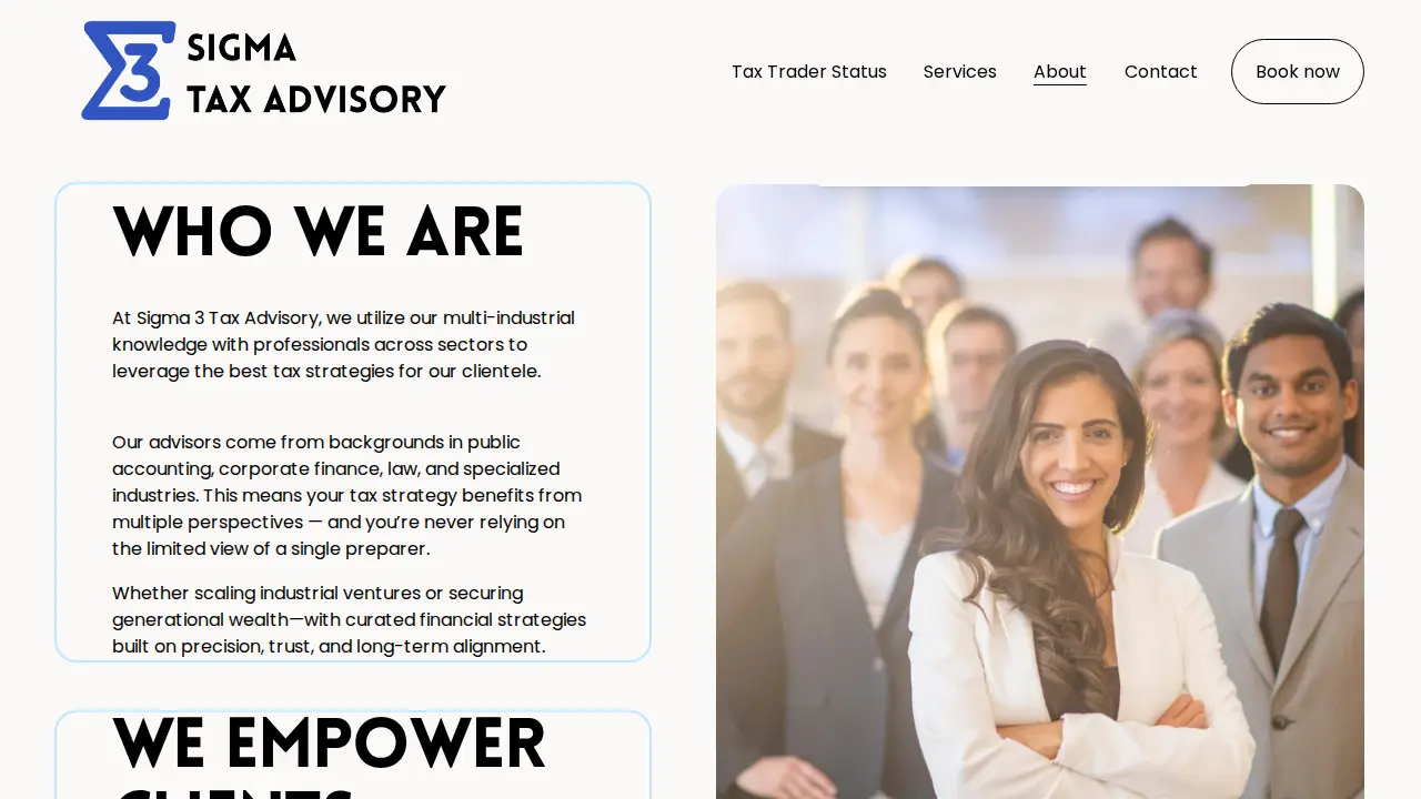 Sigma 3 Tax Advisory page