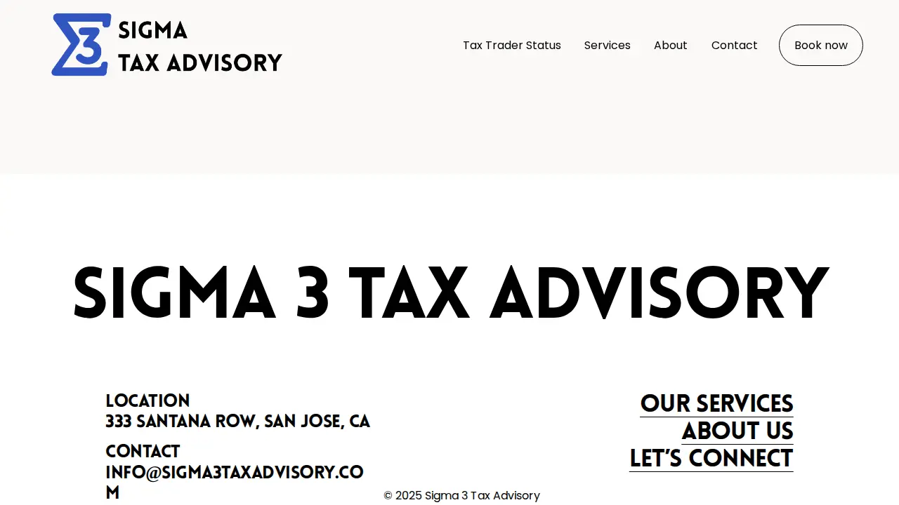 Sigma 3 Tax Advisory page
