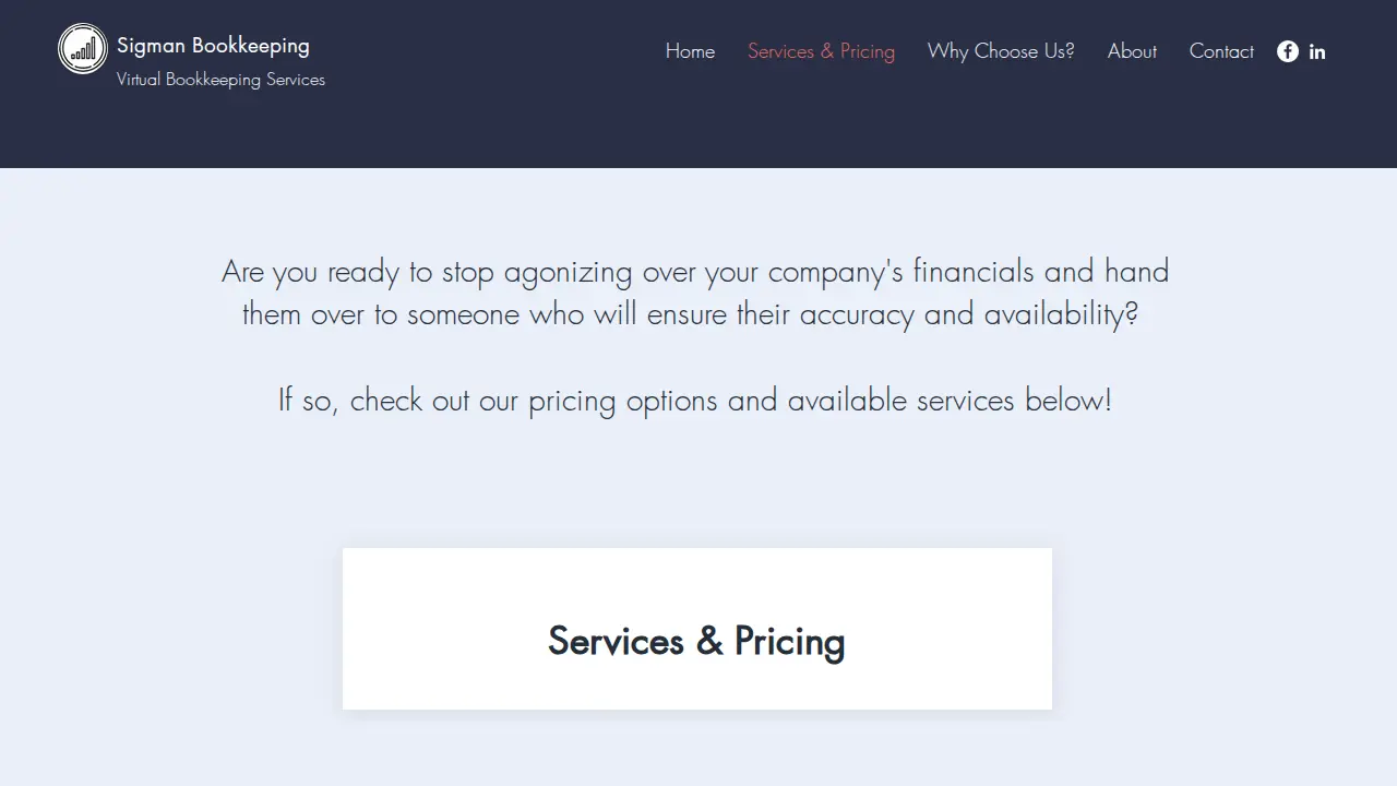 Sigman Bookkeeping page