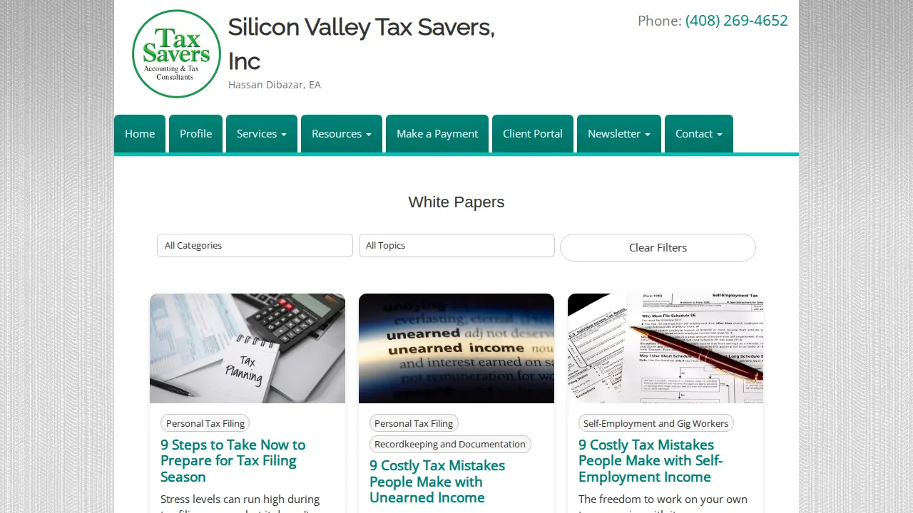 Tax Savers page