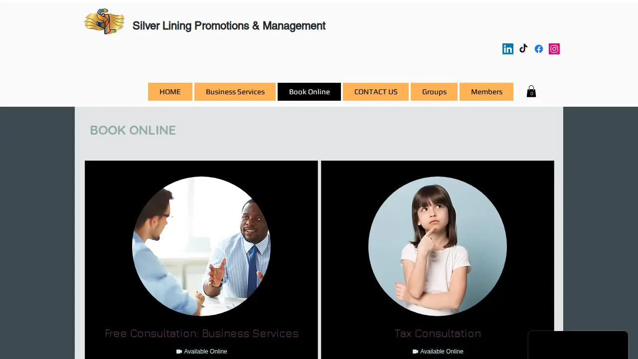 Silver Lining Promotions and Management page