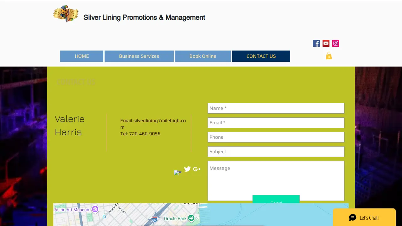 Silver Lining Promotions and Management page