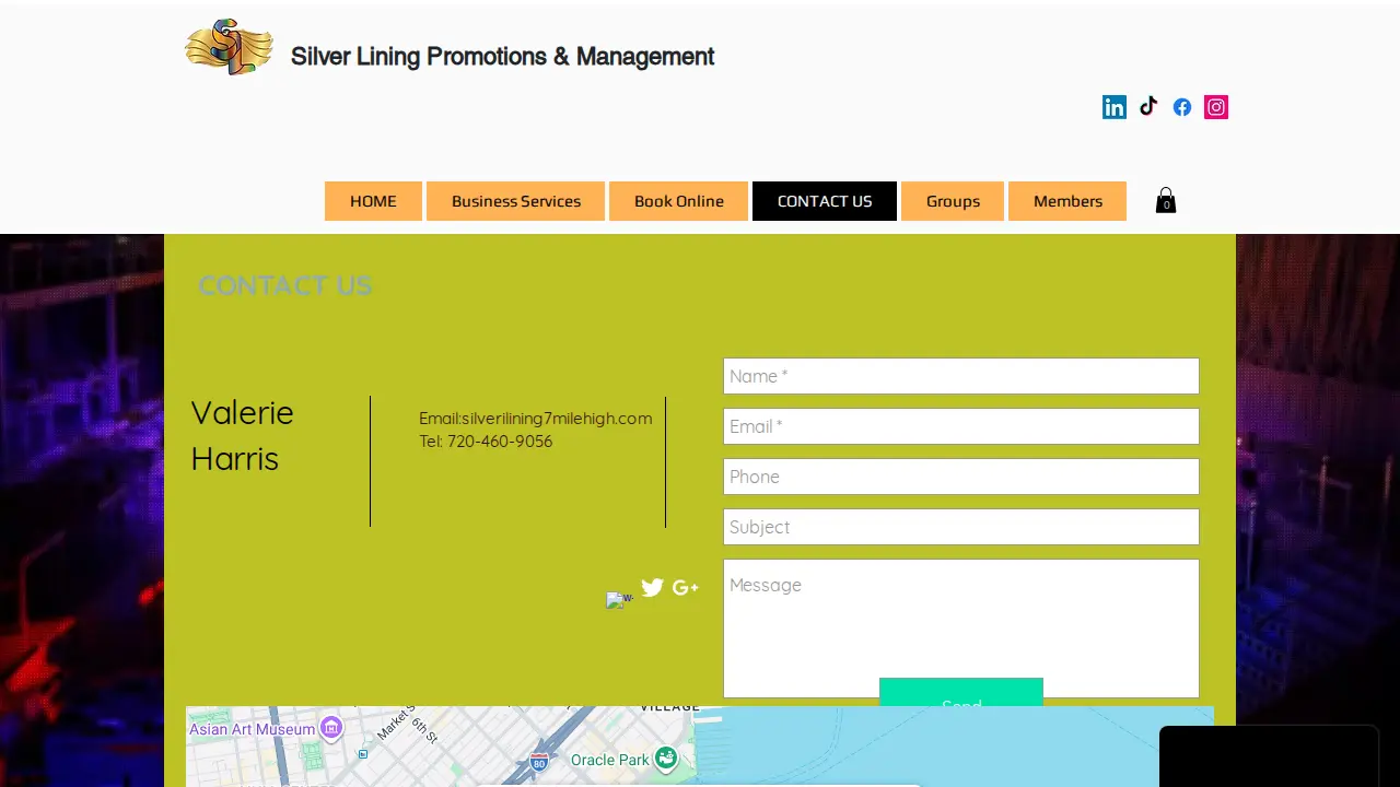 Silver Lining Promotions and Management page