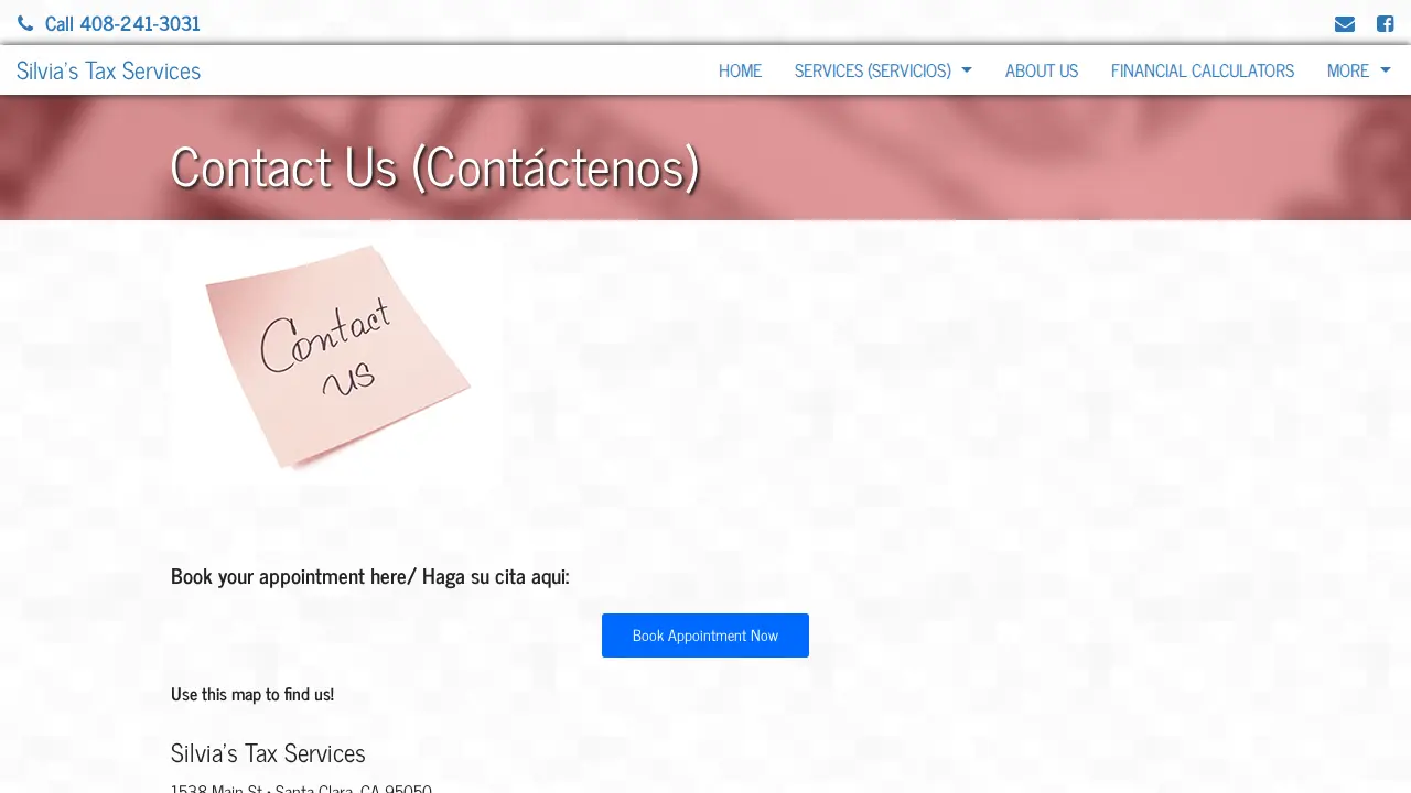 Silvia's Tax Services page
