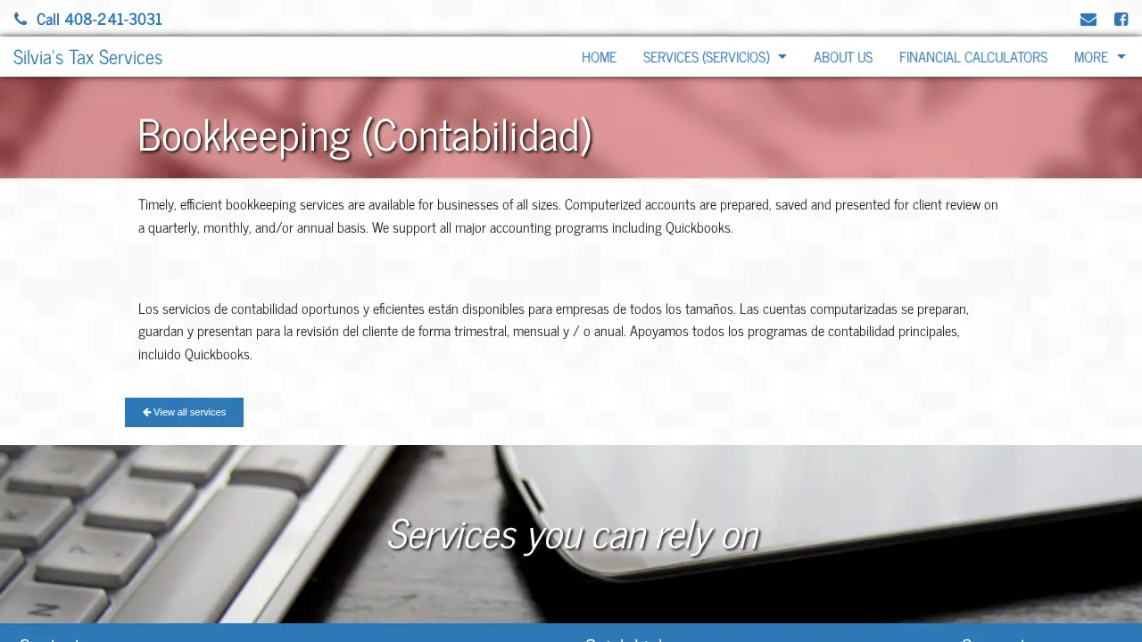 Silvia's Tax Services page