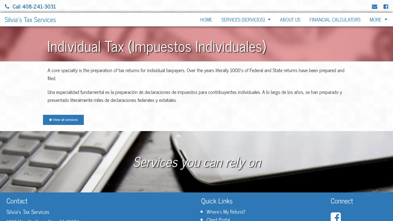 Silvia's Tax Services page