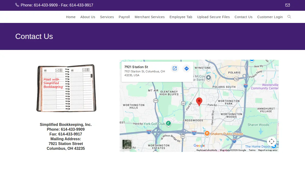 Simplified Bookkeeping page