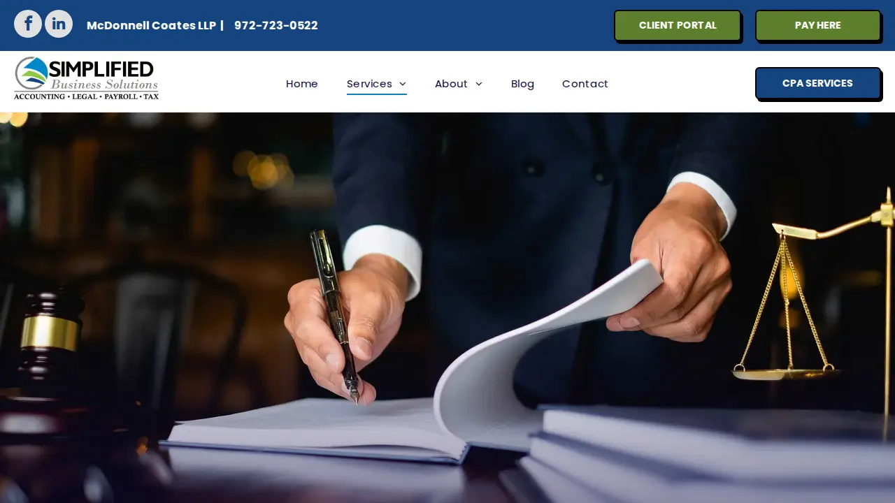 Simplified Business Solutions - Law page
