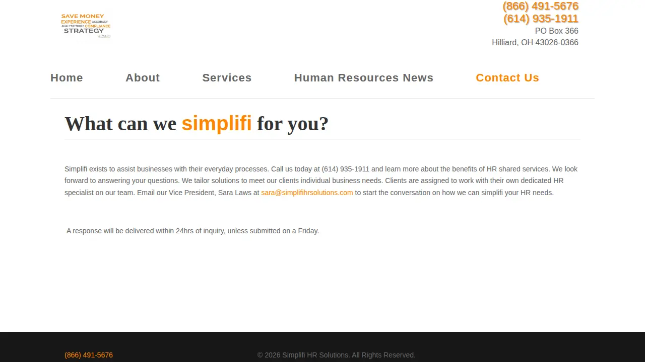 Simplifi HR Solutions page