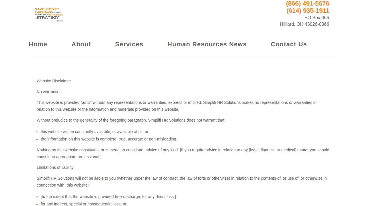 Simplifi HR Solutions page