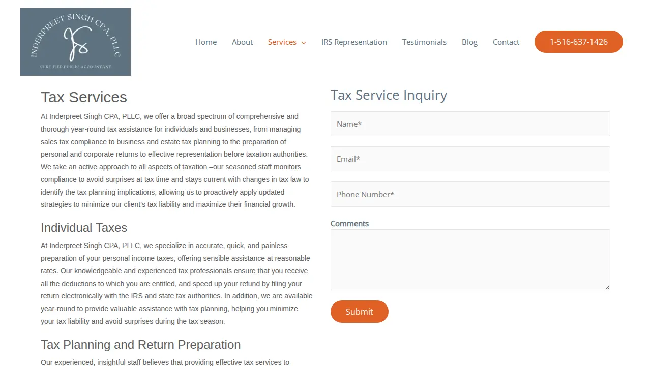 Inderpreet Singh- Certified Public Accountant NYC page