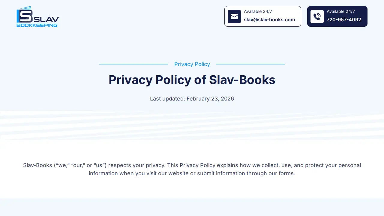 SSLAV BOOKKEEPING page
