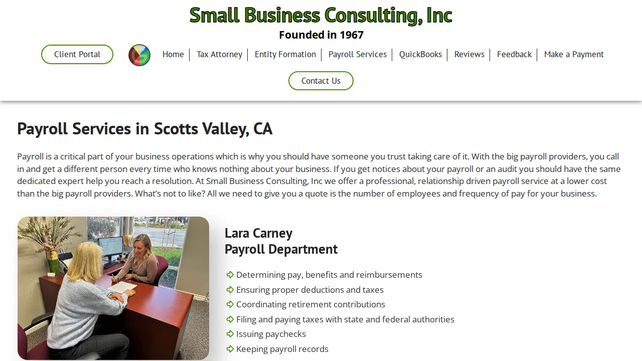 Small Business Consulting Inc page