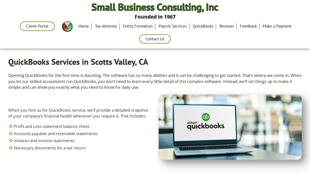 Small Business Consulting Inc page