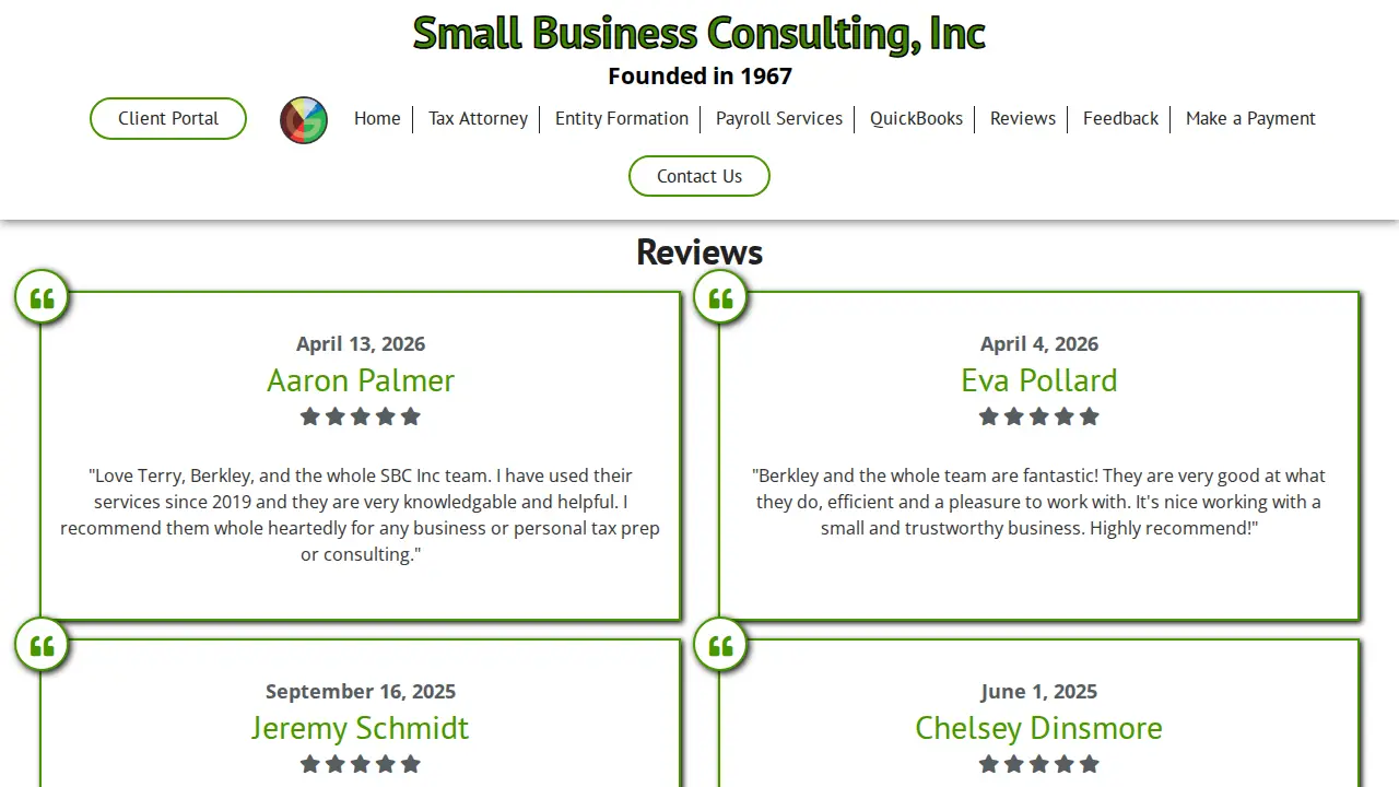 Small Business Consulting Inc page