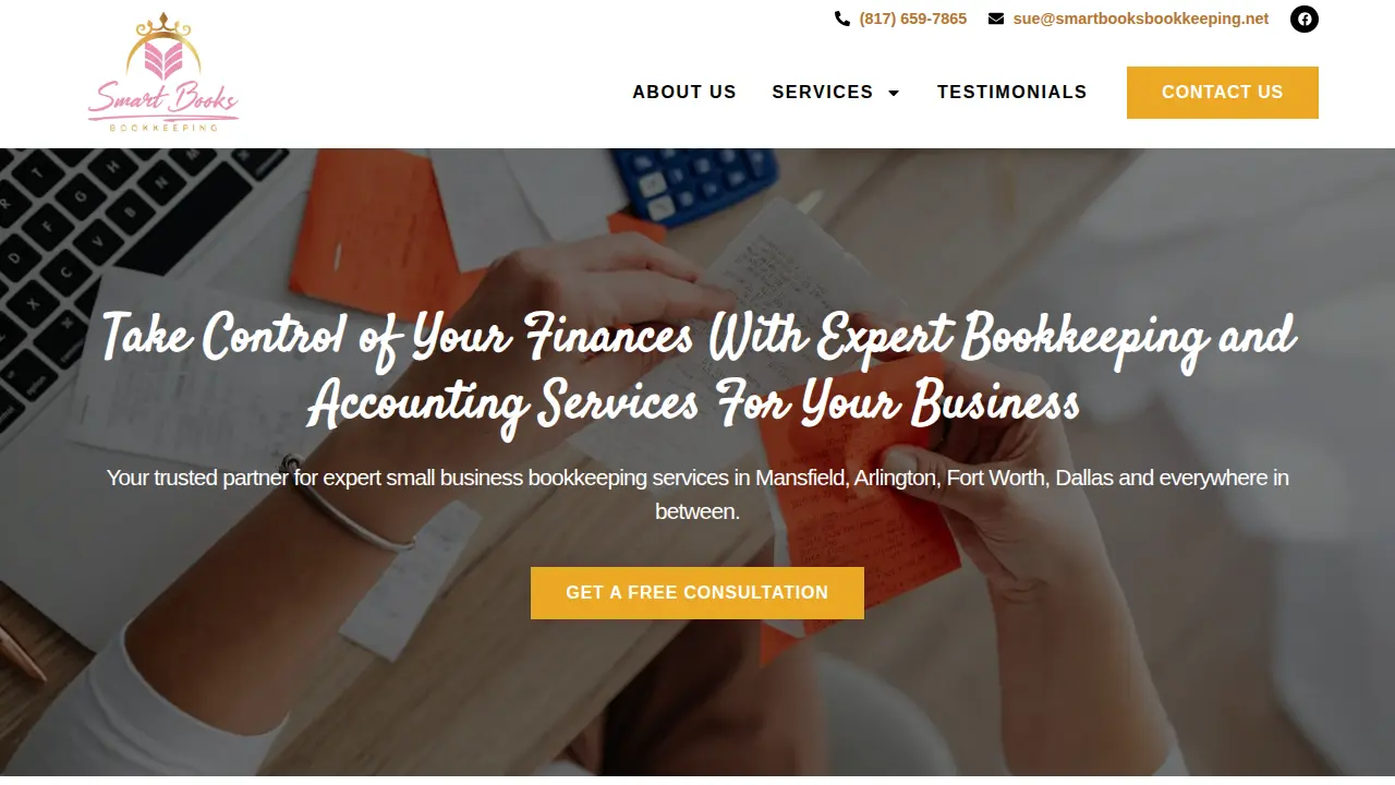 Smart Books Bookkeeping page