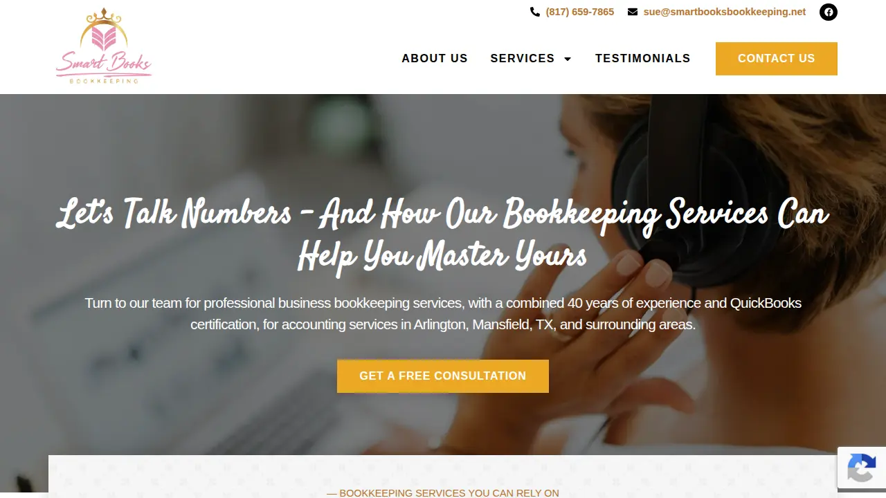 Smart Books Bookkeeping page