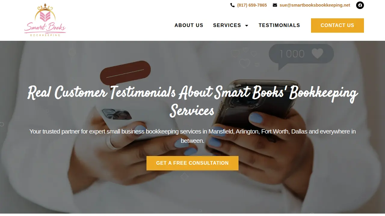 Smart Books Bookkeeping page