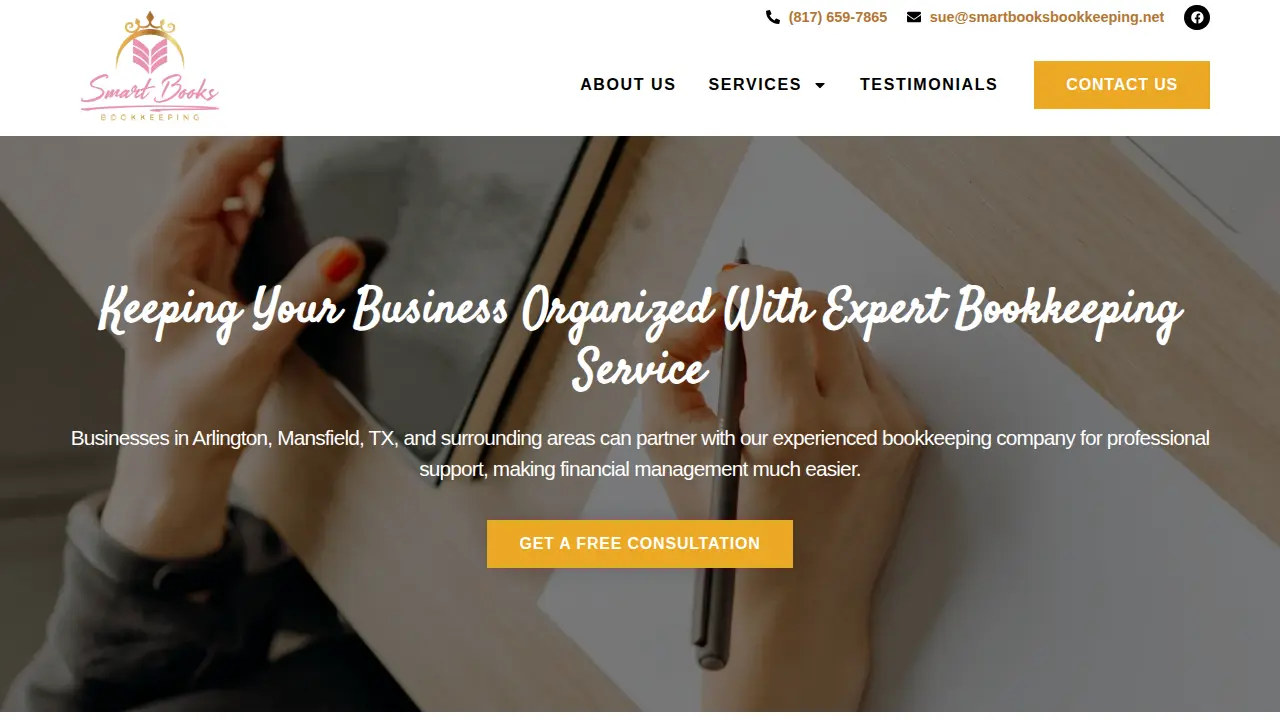 Smart Books Bookkeeping page