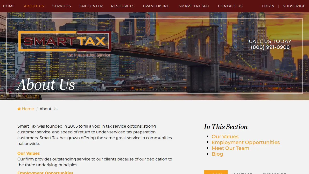 Smart Tax Drop Off Service page