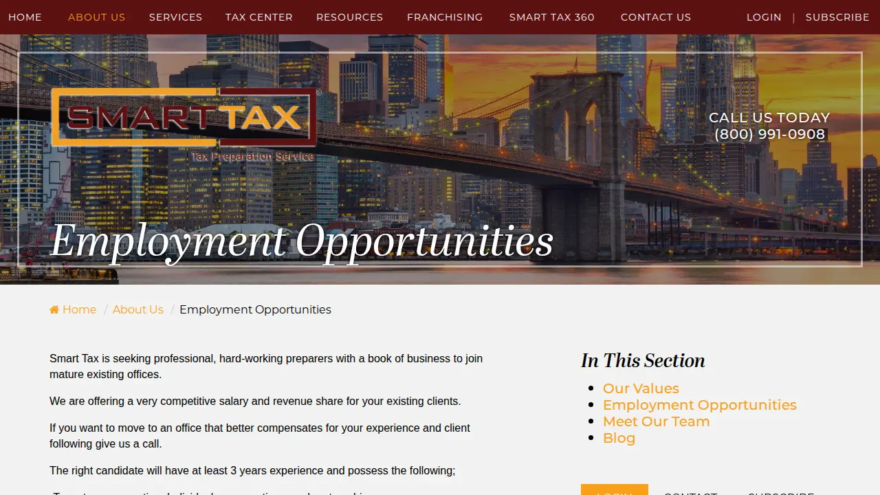 Smart Tax Drop Off Service page