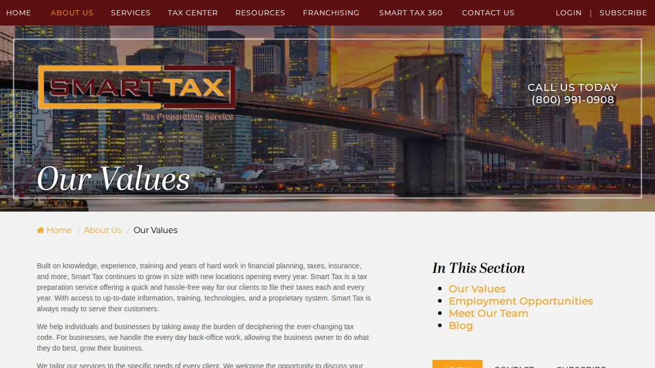 Smart Tax Drop Off Service page