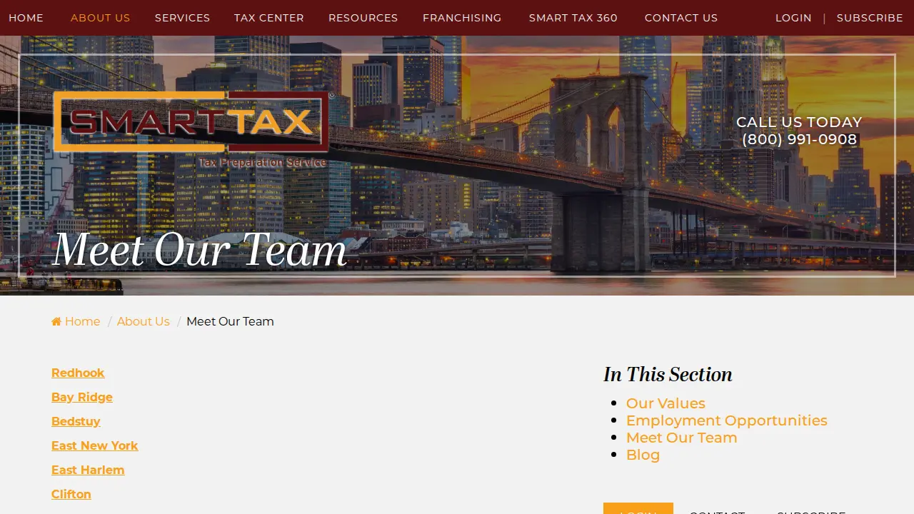 Smart Tax Drop Off Service page