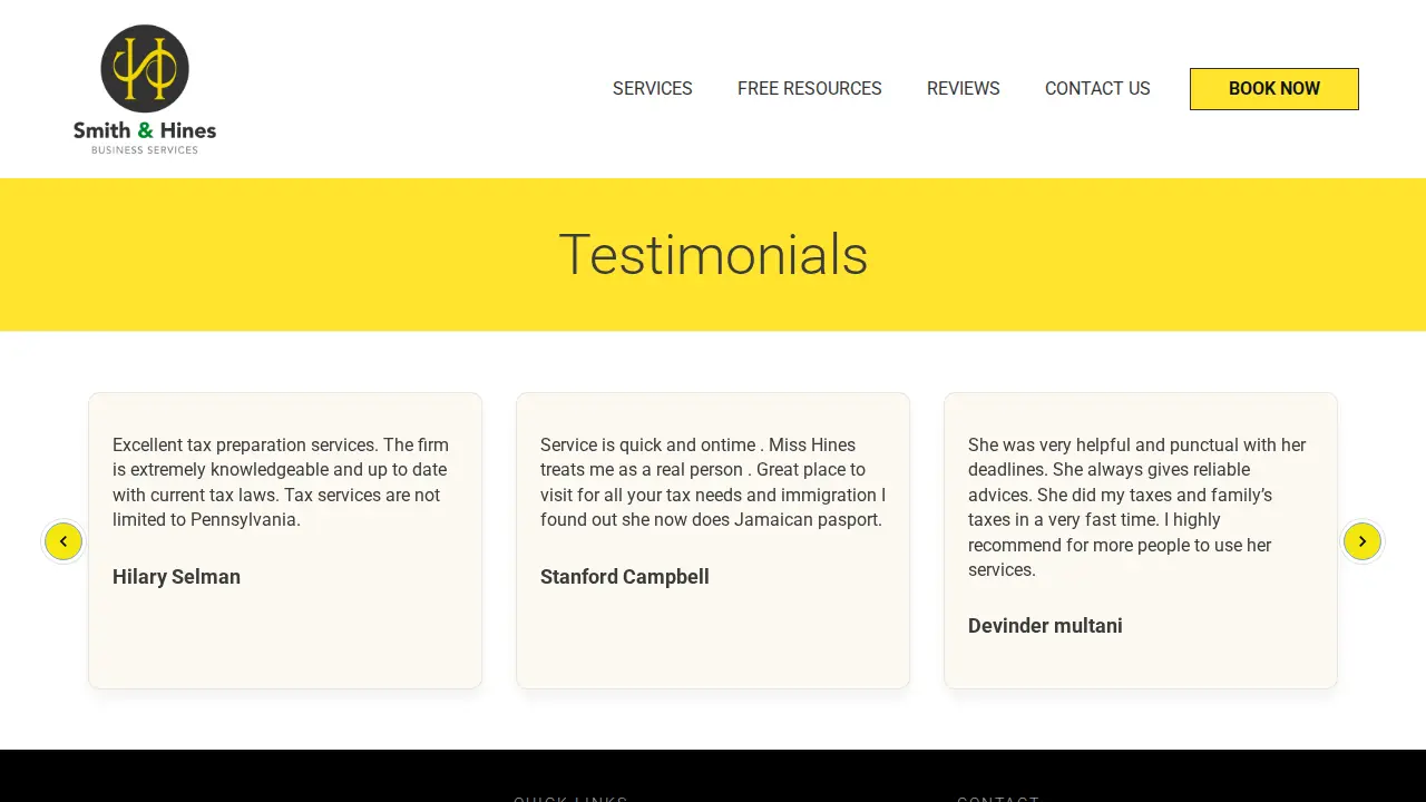 Smith and Hines Business Services page