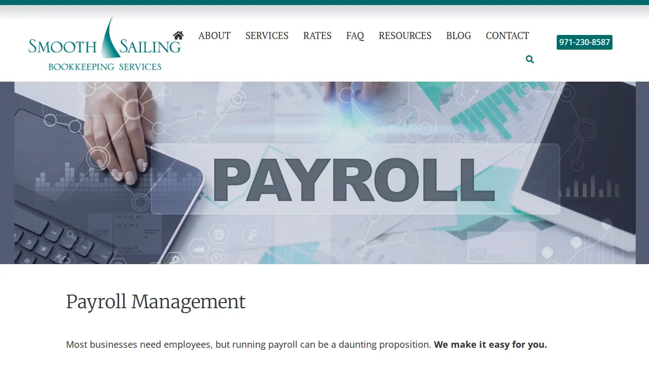 Smooth Sailing Bookkeeping page