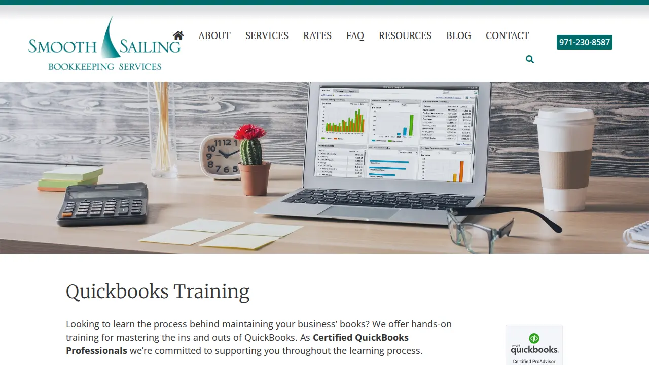 Smooth Sailing Bookkeeping page