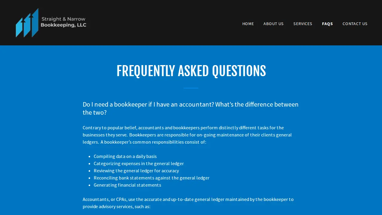 Straight & Narrow Bookkeeping, LLC page
